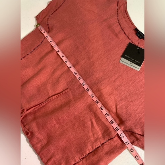 NWT Marc New York Andrew Marc 100% Linen Boxy Cedar Drawstring Cropped Top - Picture 6 of 12